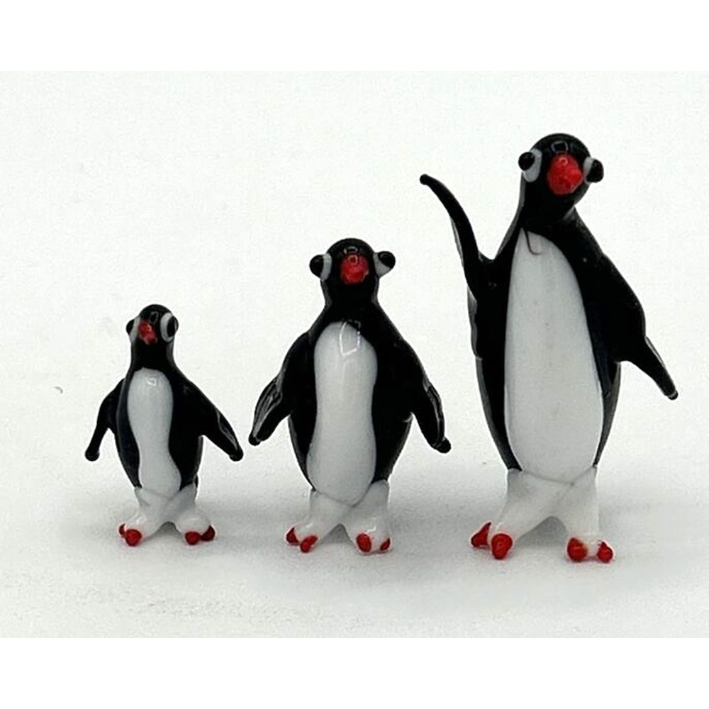 Vintage Blown Glass Penguin Figurines Set of 3 Miniature Sizes SKU PB197